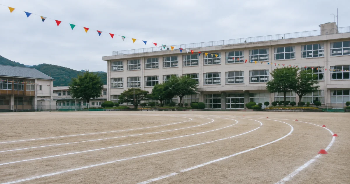 運動会の準備が整った校庭のイメージ